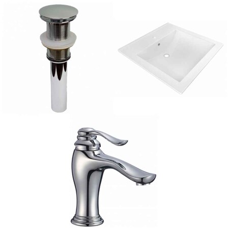 American Imaginations 21.5-in. W 1 Hole Ceramic Top Set In White Color - Drain Incl. AI-33226